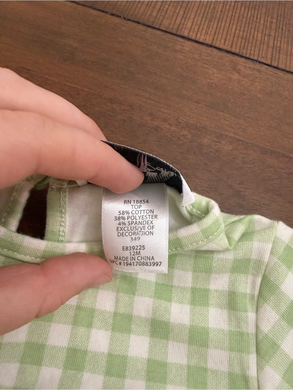 Rare editions 12m Green Gingham Bunny Dress with Pink Bow - Picture 3 of 6